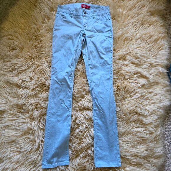 Y2K Juniors Sky Blue Dickies Girl Skinny Pants Size 3 - Picture 1 of 5